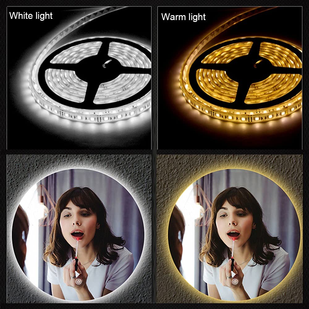 Amazon.co.jp: ライト付きバスルームミラー、LED照明付き壁掛け